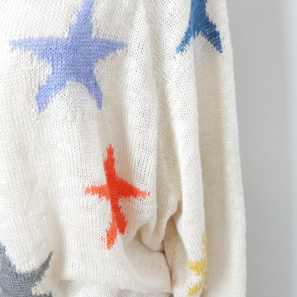 Blank Paige Tan Lightweight Sweater with Colorful Stars Medium - Picture 6 of 9